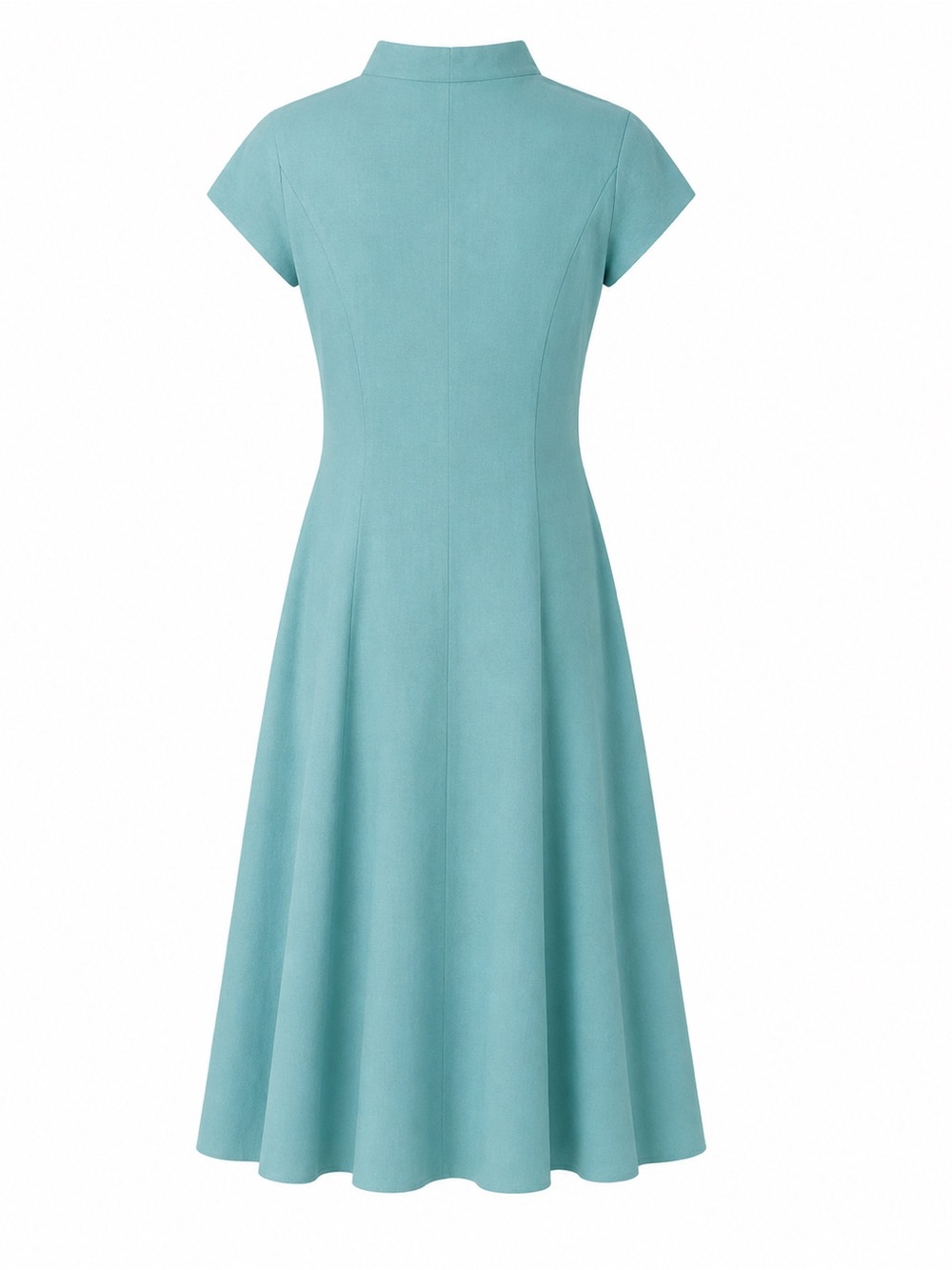 Vintage 90’s Geiger Austria 100% Linen Blue Midi Dress EU 38 US 8 Button Front - Picture 3 of 9